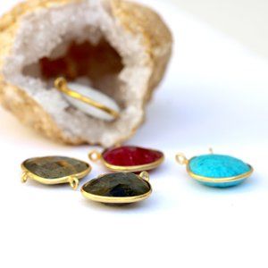 Drop Pendants Gold Plate Bezel over SterlingSilver